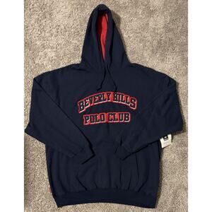 Retro 02’ Beverly Hills Polo Club Fleece Pullover Hoodie Navy Blue Men's XL